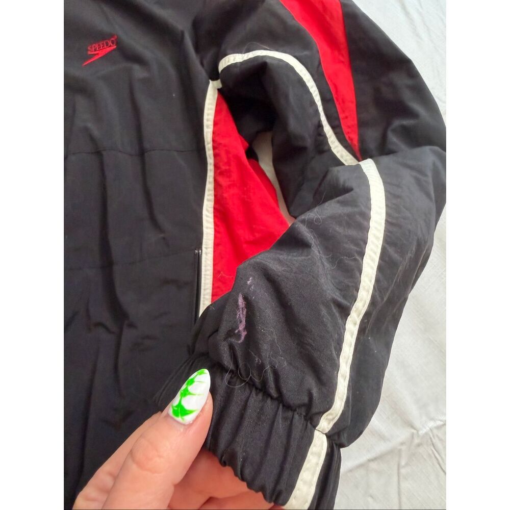 Speedo Stanford Cardinal Vintage Red Black Full Zip Windbreaker Jacket Size XL - Picture 5 of 13